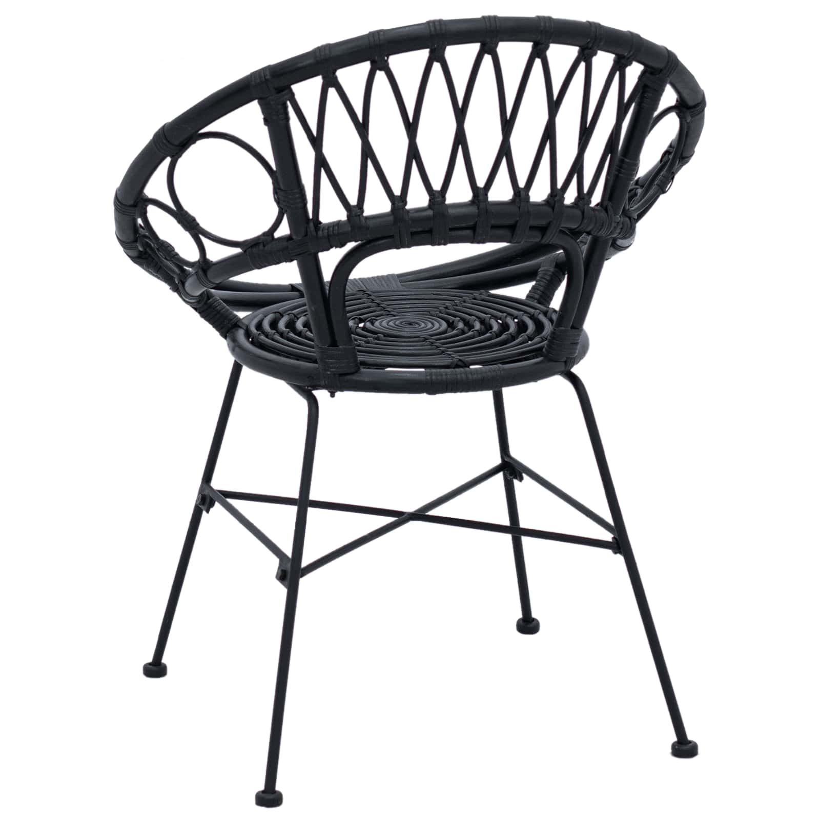 Sedia da pranzo 2 pcs Nero 65 x 55,5 x 81 cm Rattan e Ferro 42011561
