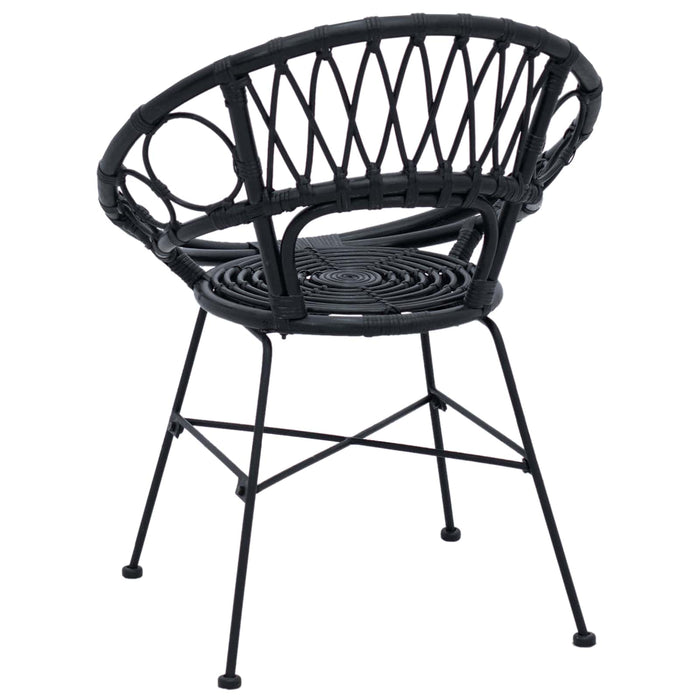 Sedia da pranzo 2 pcs Nero 65 x 55,5 x 81 cm Rattan e Ferro 42011561