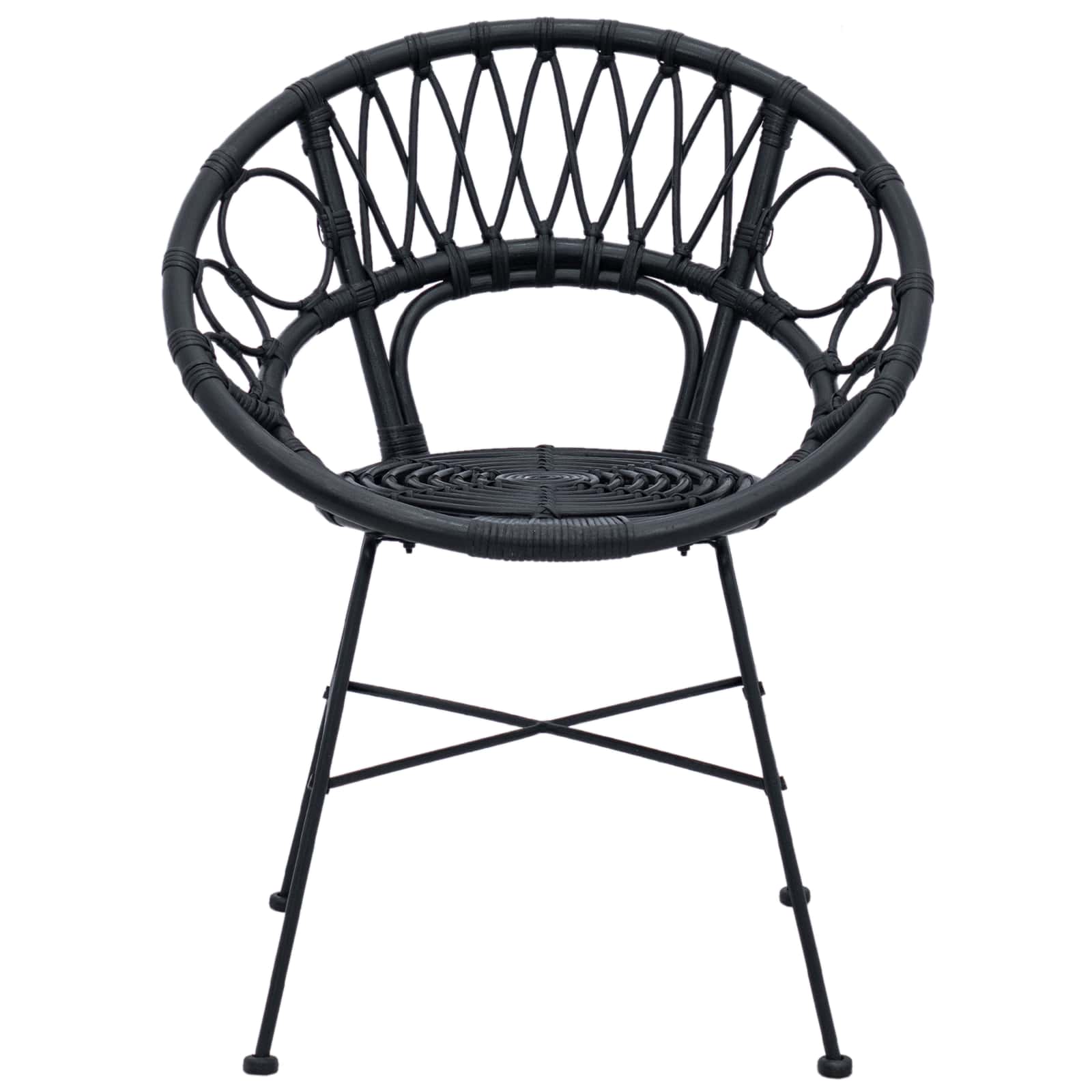 Sedia da pranzo 2 pcs Nero 65 x 55,5 x 81 cm Rattan e Ferro 42011561