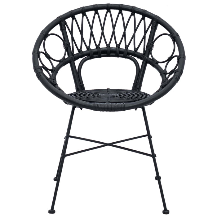Sedia da pranzo 2 pcs Nero 65 x 55,5 x 81 cm Rattan e Ferro 42011561