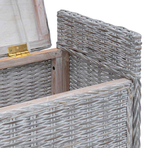 Panchina con contenitore Bianco Lavato 110 x 40 x 50 cm Rattan 42011574