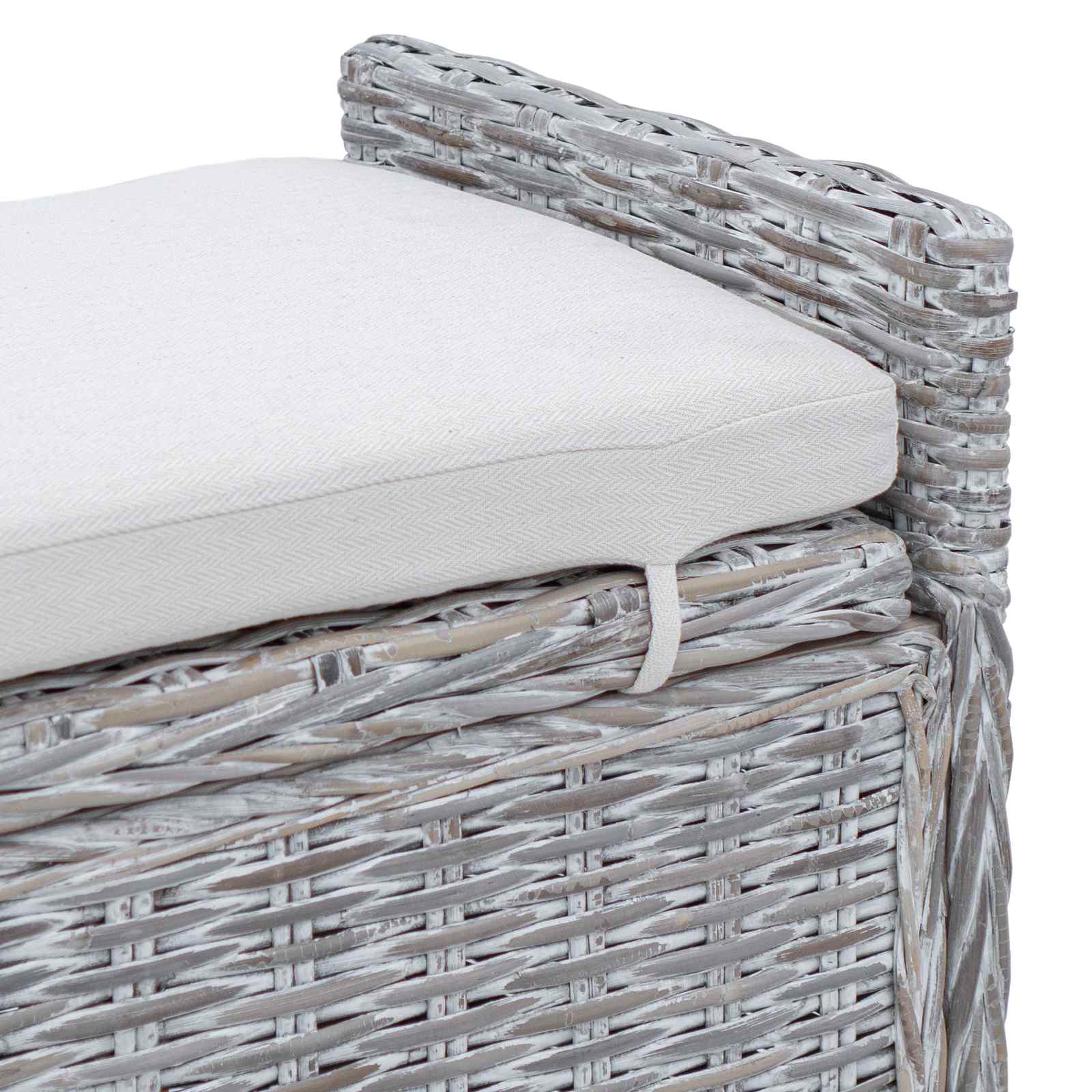 Panchina con contenitore Bianco Lavato 110 x 40 x 50 cm Rattan 42011574
