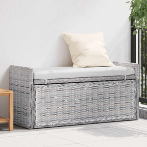 Panchina con contenitore Bianco Lavato 110 x 40 x 50 cm Rattan 42011574