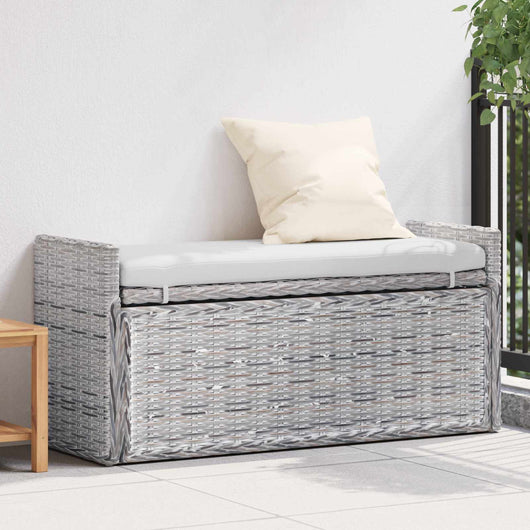 Panchina con contenitore Bianco Lavato 110 x 40 x 50 cm Rattan 42011574