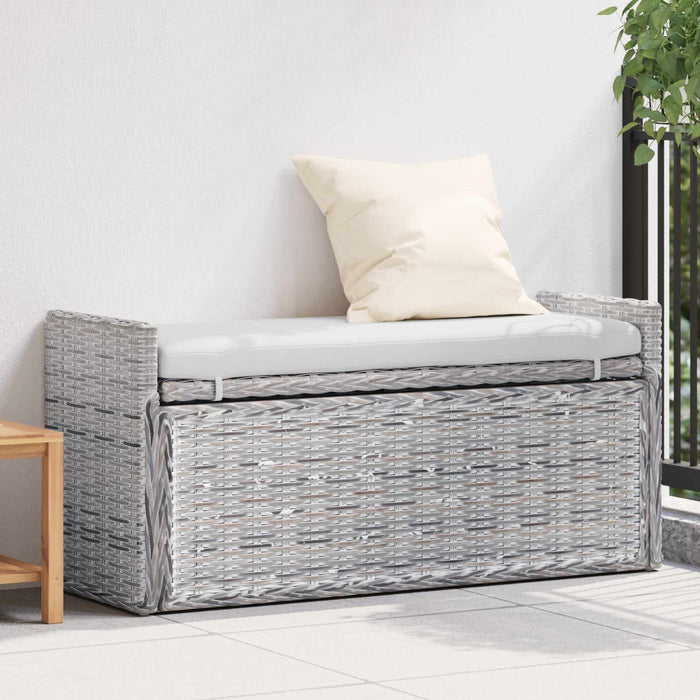 Panchina con contenitore Bianco Lavato 110 x 40 x 50 cm Rattan 42011574