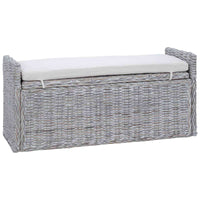 Panchina con contenitore Bianco Lavato 110 x 40 x 50 cm Rattan 42011574