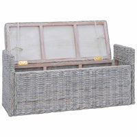 Panchina con contenitore Bianco Lavato 110 x 40 x 50 cm Rattan 42011574