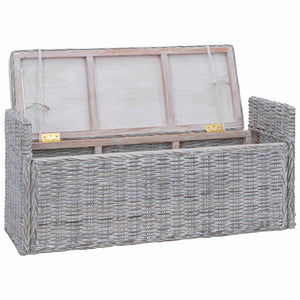 Panchina con contenitore Bianco Lavato 110 x 40 x 50 cm Rattan 42011574