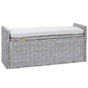 Panchina con contenitore Bianco Lavato 110 x 40 x 50 cm Rattan 42011574
