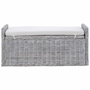 Panchina con contenitore Bianco Lavato 110 x 40 x 50 cm Rattan 42011574