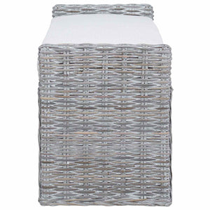 Panchina con contenitore Bianco Lavato 110 x 40 x 50 cm Rattan 42011574