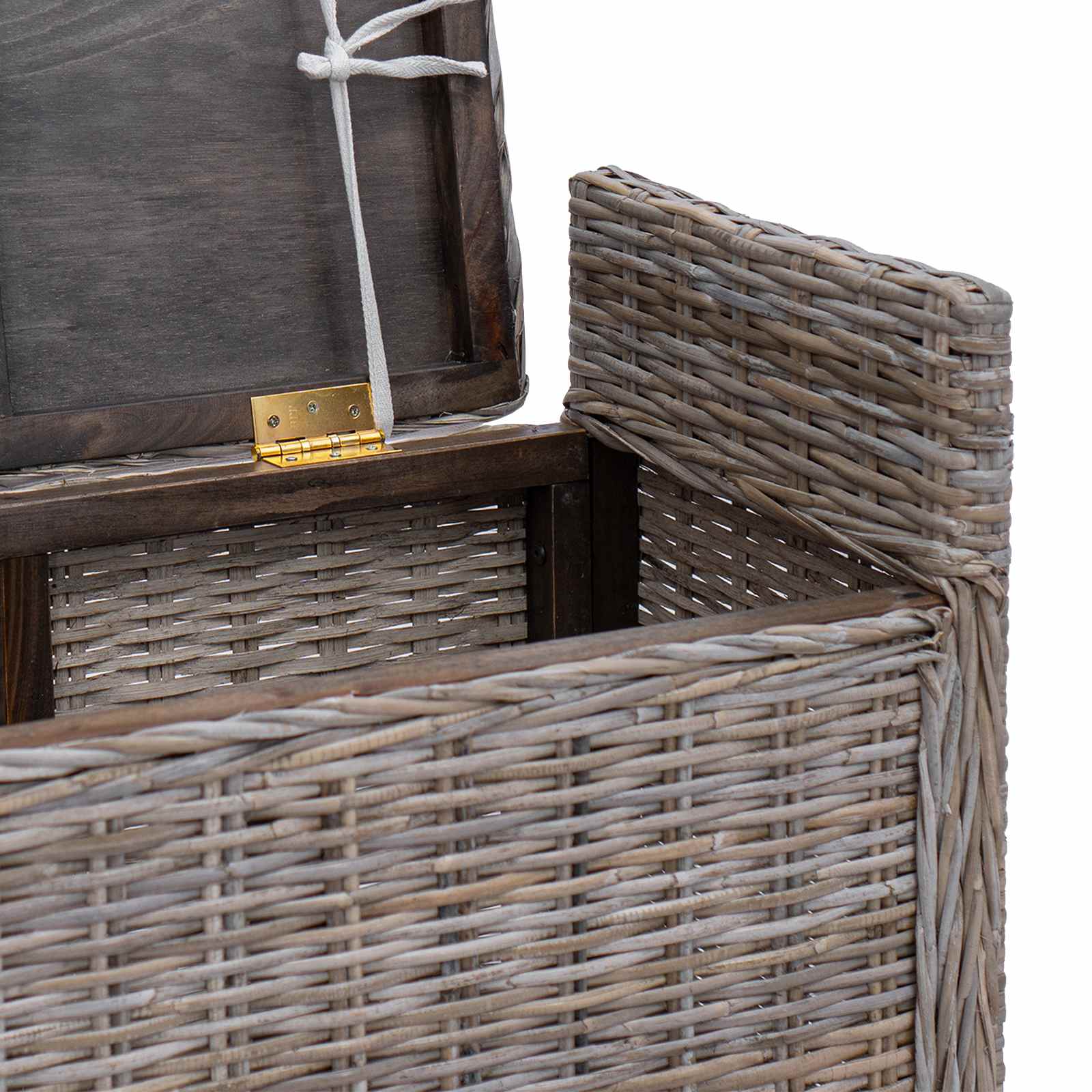 Panchina con contenitore Grigio 110 x 40 x 50 cm Rattan 42011575