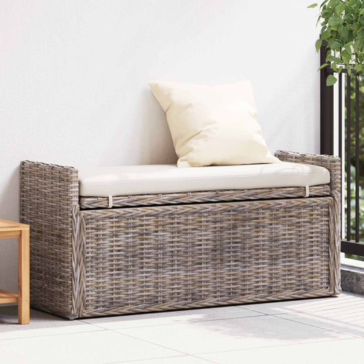 Panchina con contenitore Grigio 110 x 40 x 50 cm Rattan 42011575