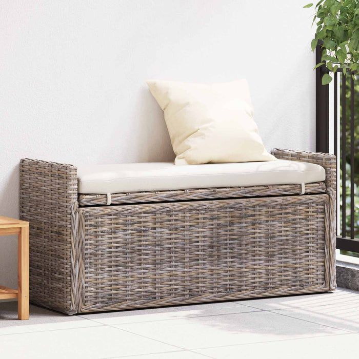 Panchina con contenitore Grigio 110 x 40 x 50 cm Rattan 42011575