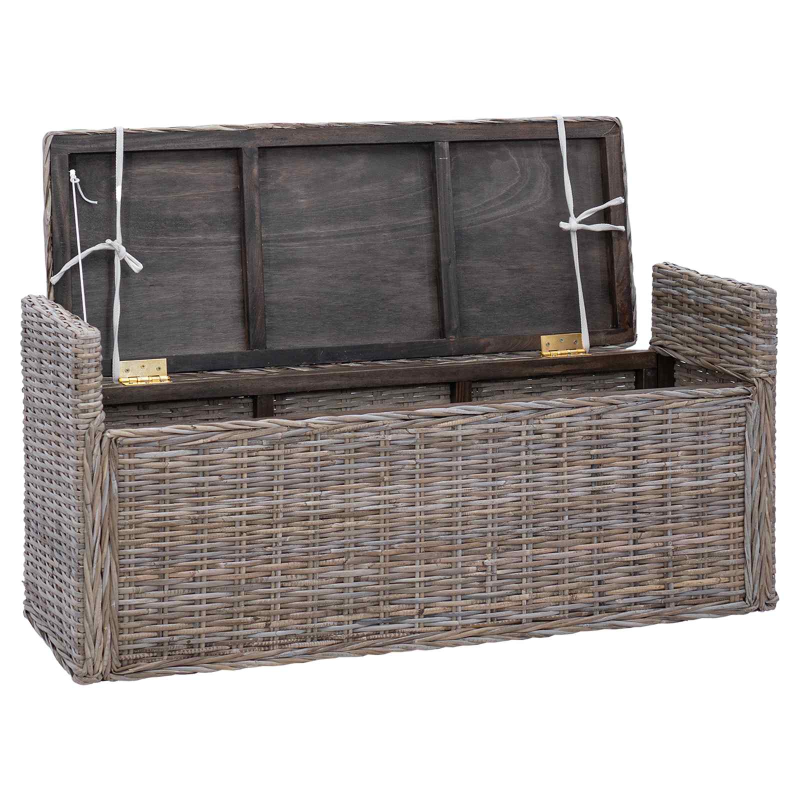 Panchina con contenitore Grigio 110 x 40 x 50 cm Rattan 42011575