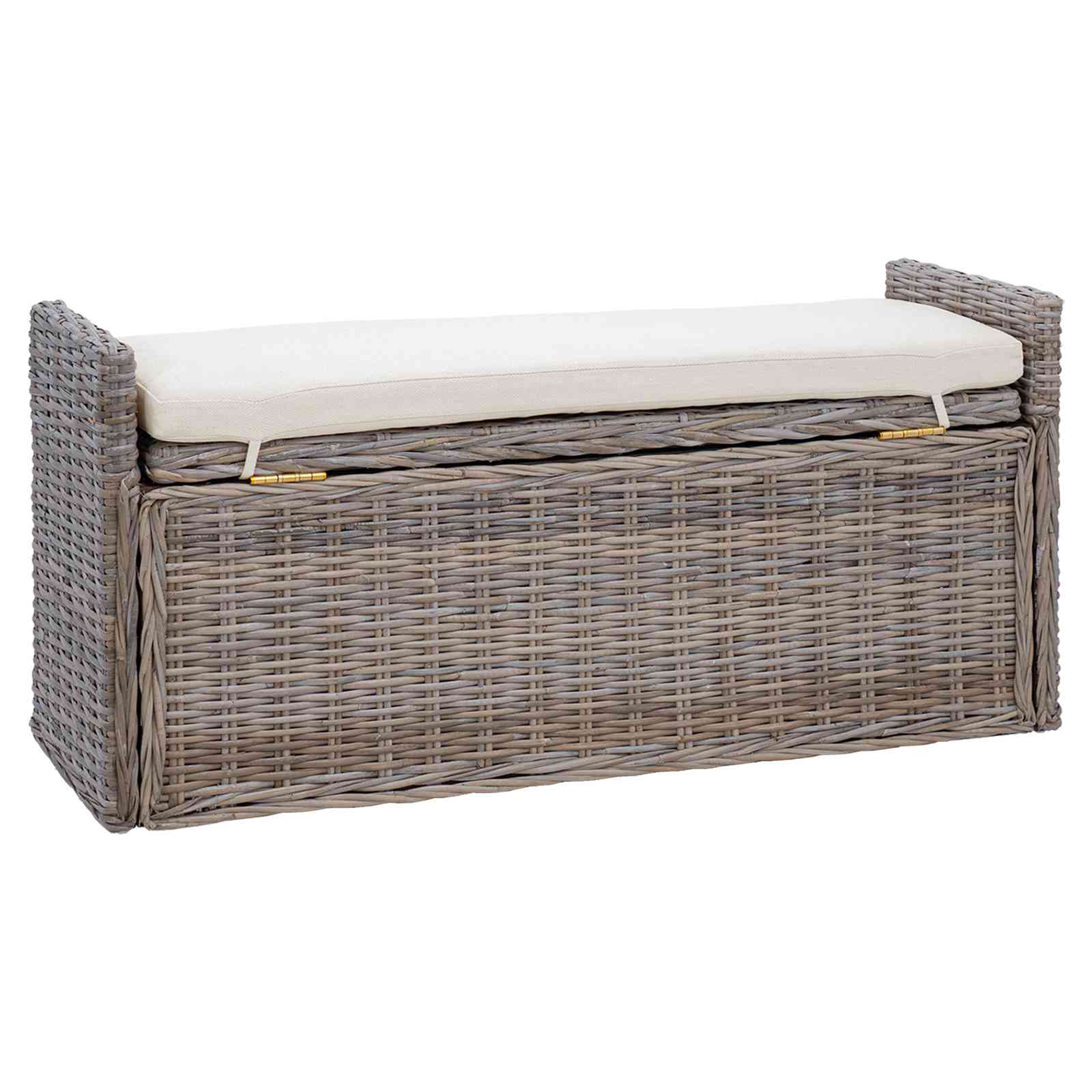 Panchina con contenitore Grigio 110 x 40 x 50 cm Rattan 42011575