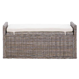 Panchina con contenitore Grigio 110 x 40 x 50 cm Rattan 42011575