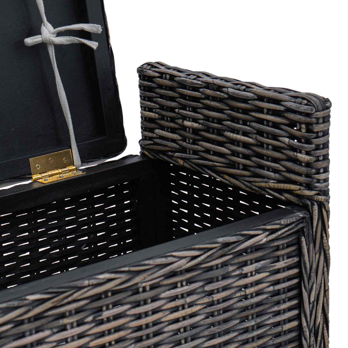Panchina con contenitore Nero Lavato 110 x 40 x 50 cm Rattan 42011576