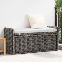 Panchina con contenitore Nero Lavato 110 x 40 x 50 cm Rattan 42011576