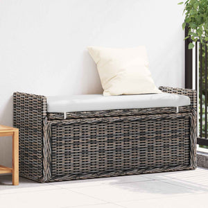 Panchina con contenitore Nero Lavato 110 x 40 x 50 cm Rattan 42011576