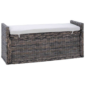 Panchina con contenitore Nero Lavato 110 x 40 x 50 cm Rattan 42011576