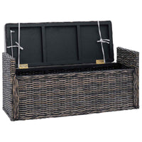 Panchina con contenitore Nero Lavato 110 x 40 x 50 cm Rattan 42011576