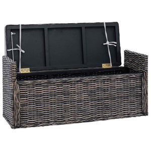 Panchina con contenitore Nero Lavato 110 x 40 x 50 cm Rattan 42011576