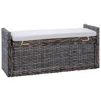 Panchina con contenitore Nero Lavato 110 x 40 x 50 cm Rattan 42011576