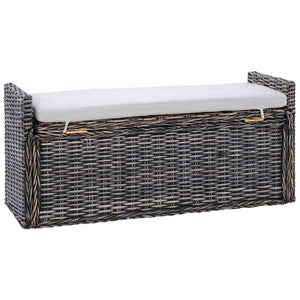 Panchina con contenitore Nero Lavato 110 x 40 x 50 cm Rattan 42011576