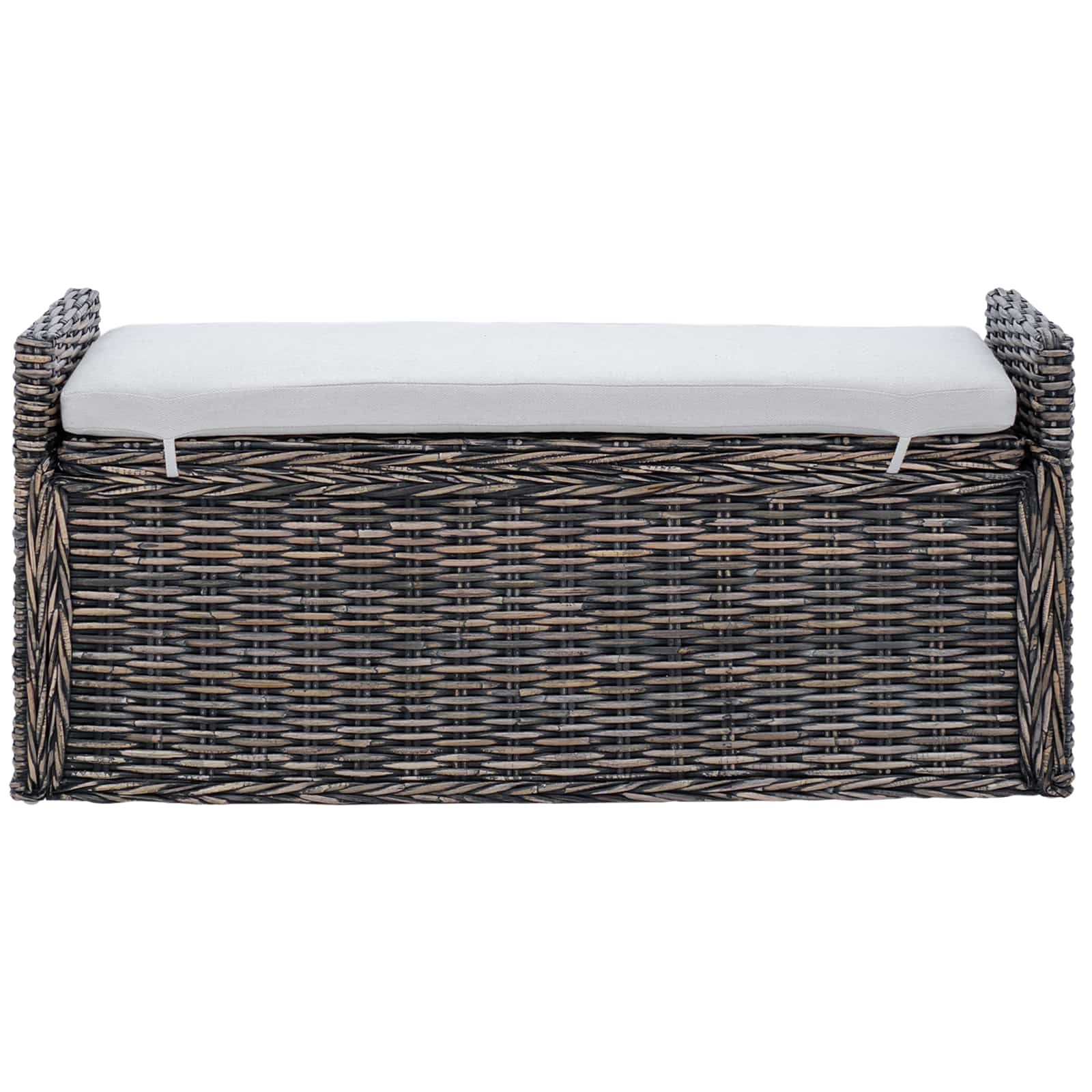 Panchina con contenitore Nero Lavato 110 x 40 x 50 cm Rattan 42011576