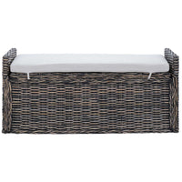 Panchina con contenitore Nero Lavato 110 x 40 x 50 cm Rattan 42011576
