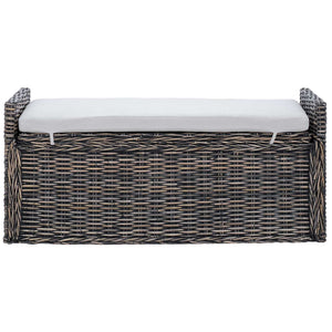 Panchina con contenitore Nero Lavato 110 x 40 x 50 cm Rattan 42011576