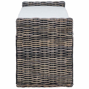 Panchina con contenitore Nero Lavato 110 x 40 x 50 cm Rattan 42011576