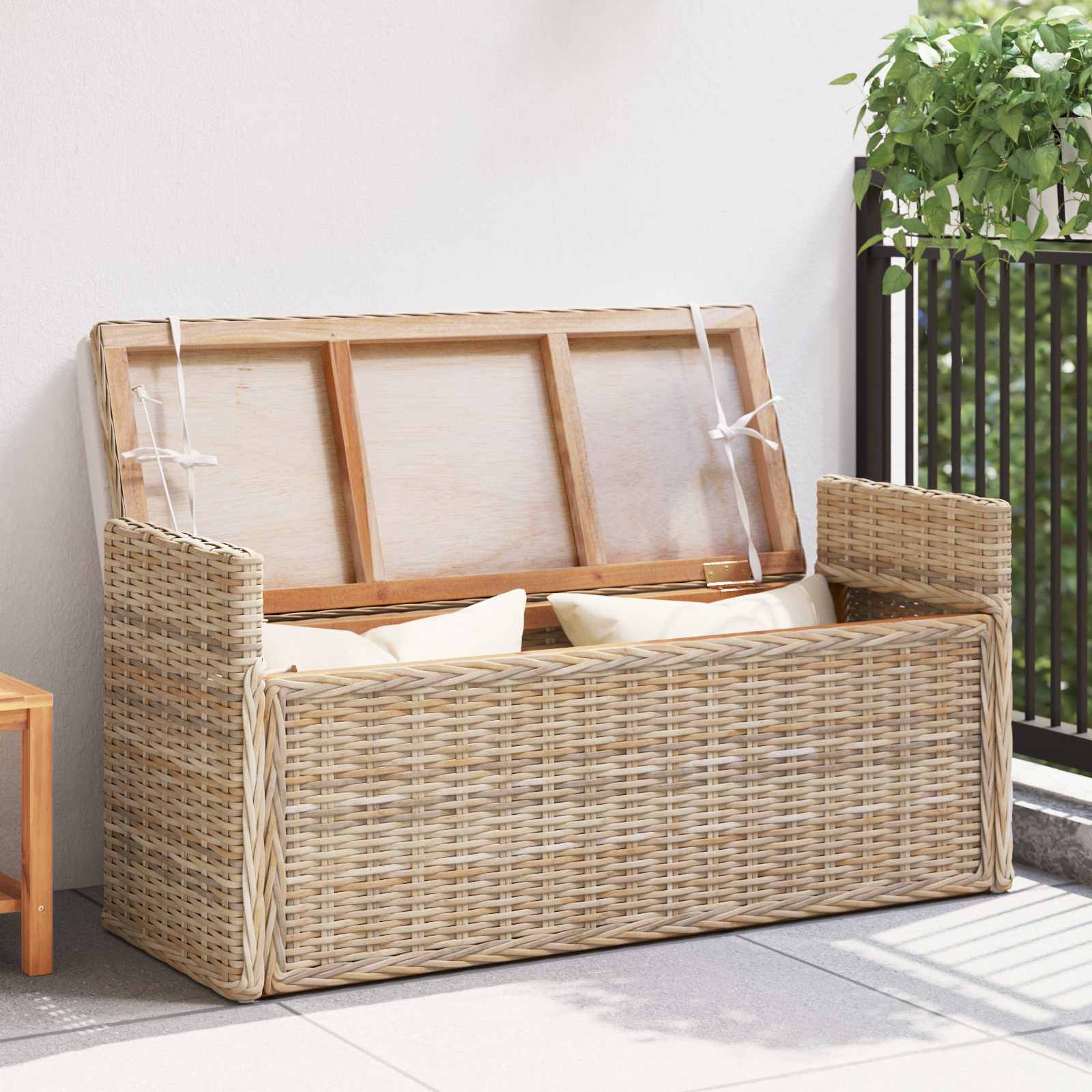 Panchina con contenitore Naturale 110 x 40 x 50 cm Rattan 42011577