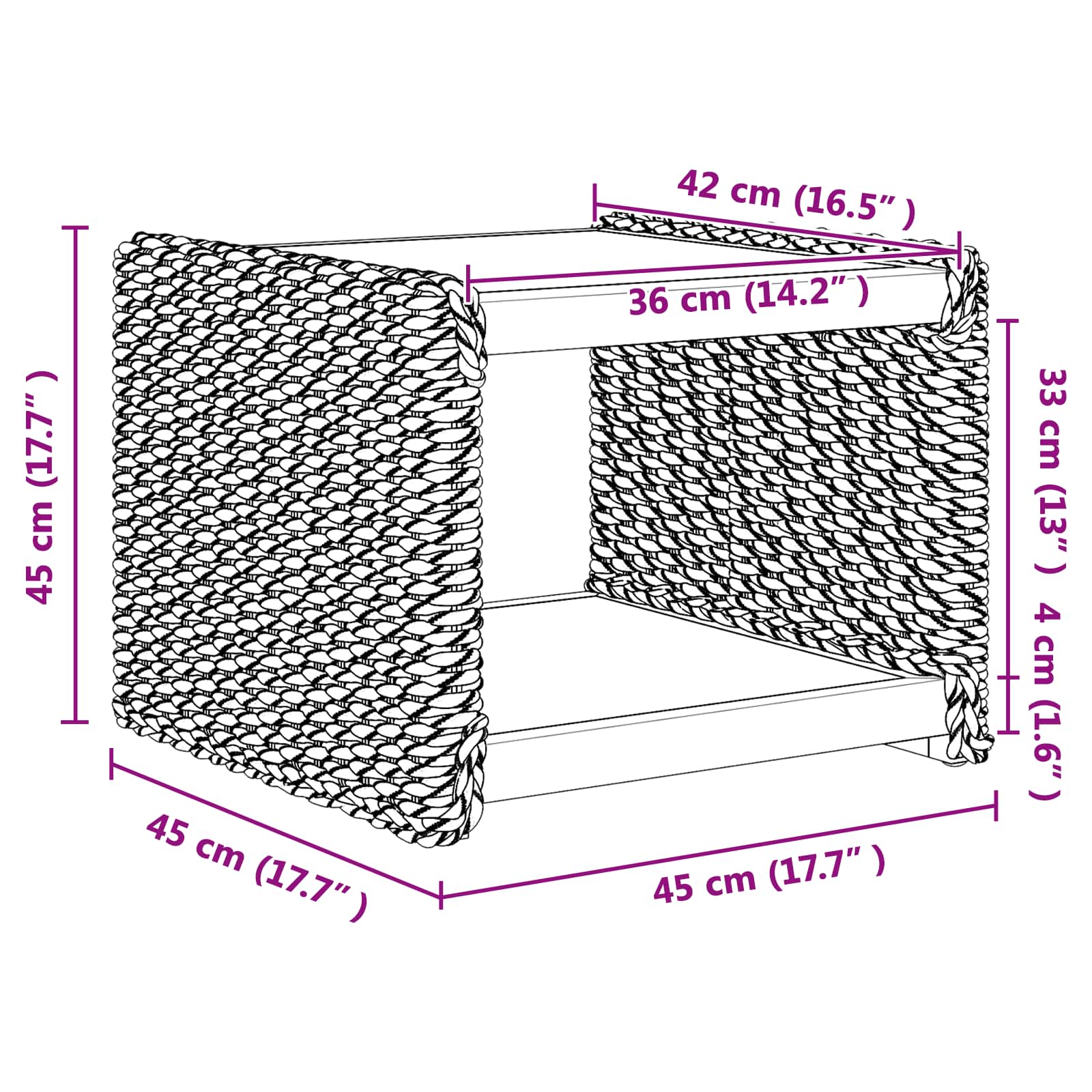Tavolo laterale Naturale 44.5 x 45 x 45 cm 42011578