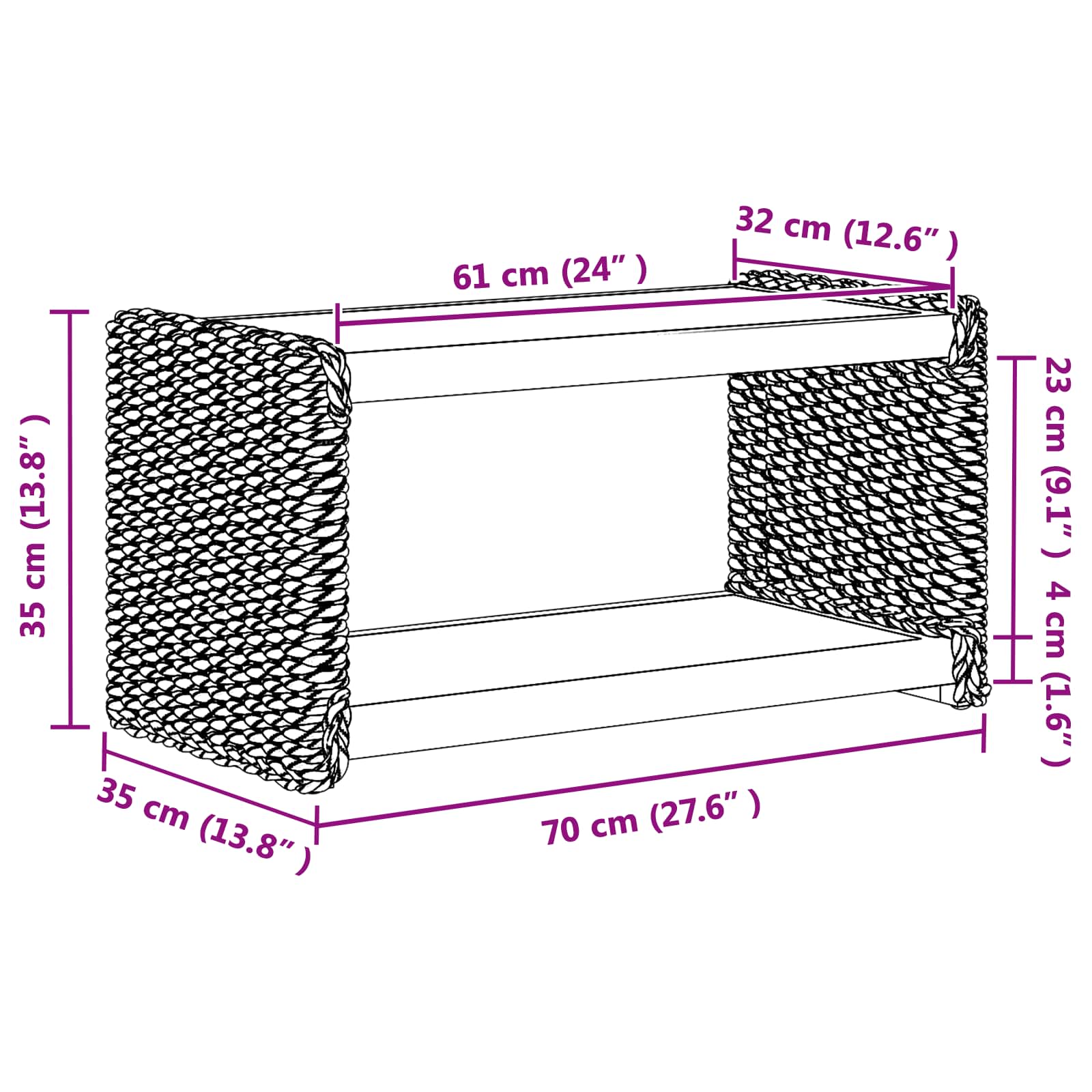 Tavolo laterale Naturale 44.5 x 45 x 45 cm 42011579