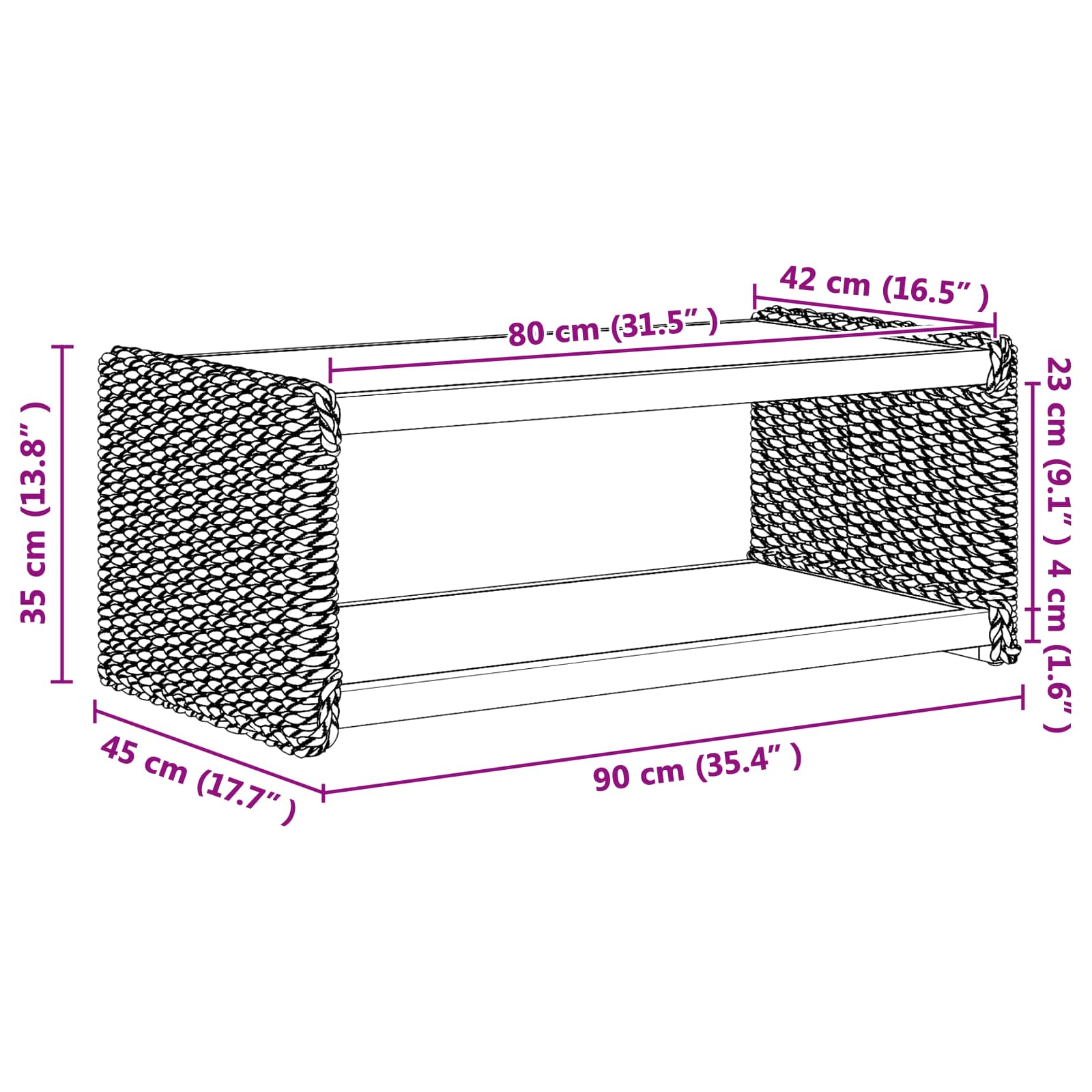 Tavolo laterale Naturale 44.5 x 45 x 45 cm 42011580