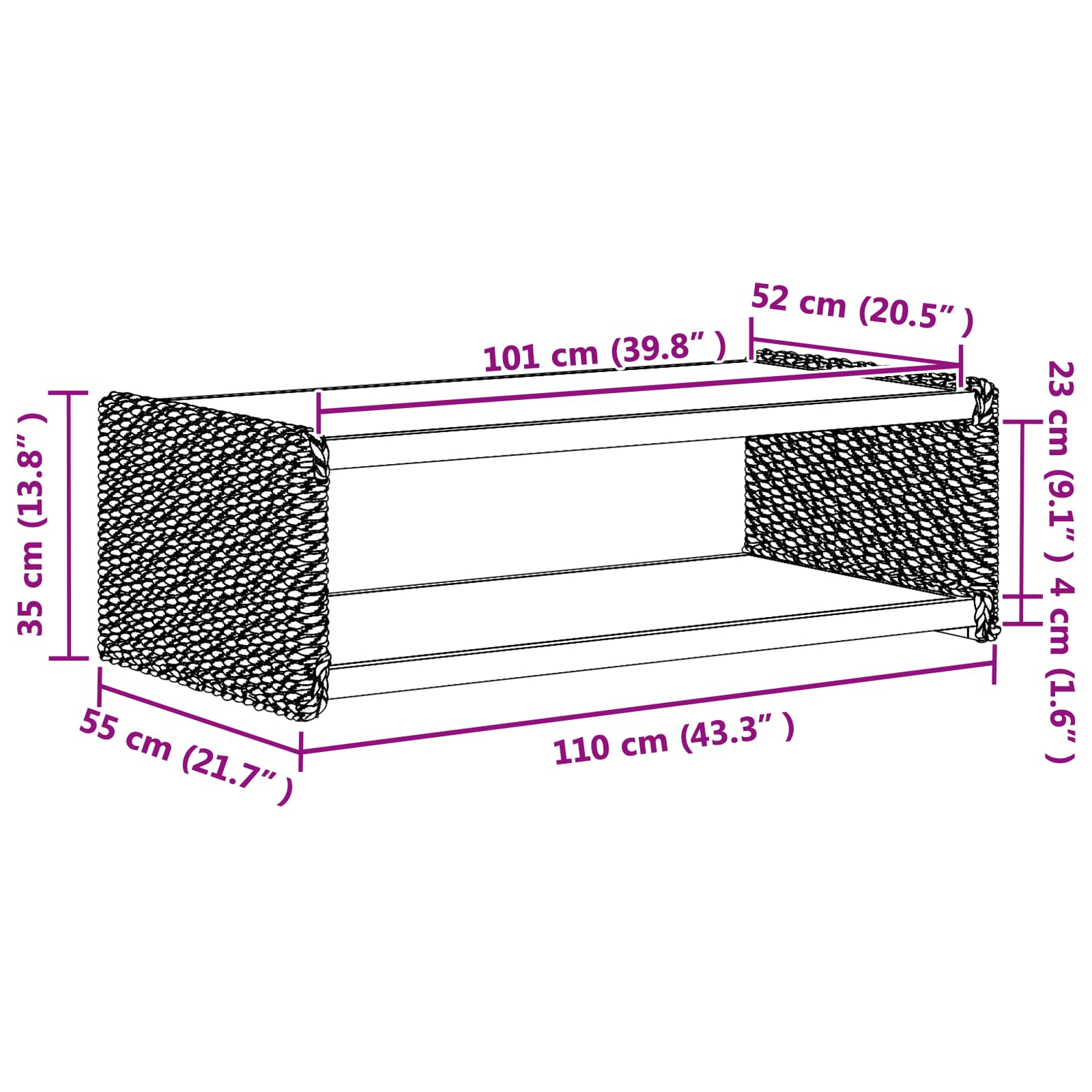Tavolo laterale Naturale 44.5 x 45 x 45 cm 42011581
