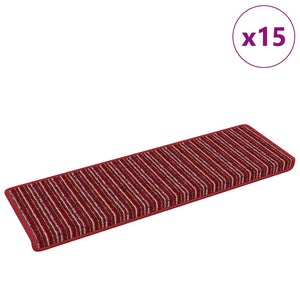 Tappetini per scale autoadesivi 15 pcs Rosso 65 x 21 x 4 cm 42011451
