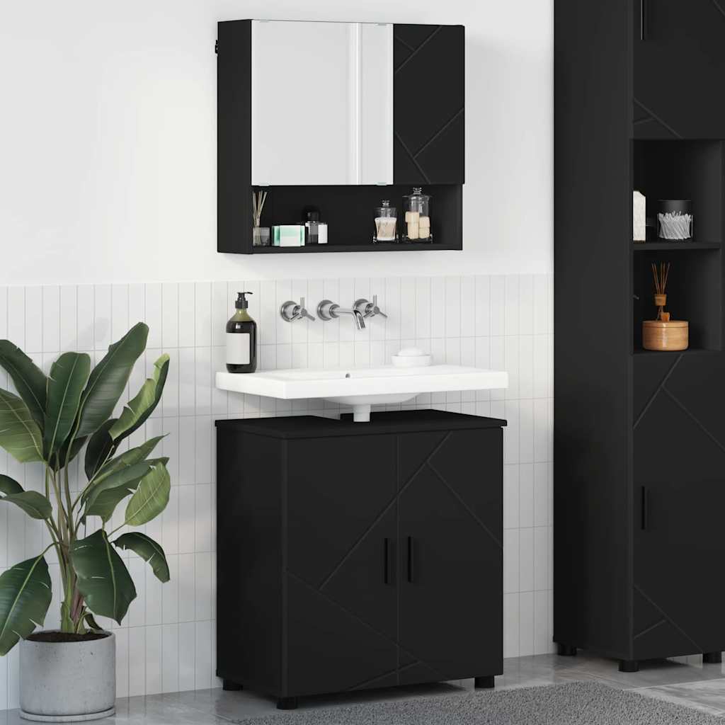 Set di mobili per il bagno con porta 2 pcs Nero 61 x 35 x 64 cm 3392934