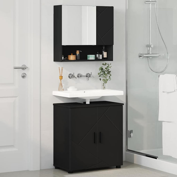 Set di mobili per il bagno con porta 2 pcs Nero 61 x 35 x 64 cm 3392934