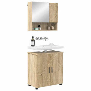 Set di mobili per il bagno 2 pcs rovere sonoma 61 x 35 x 64 cm 3392935