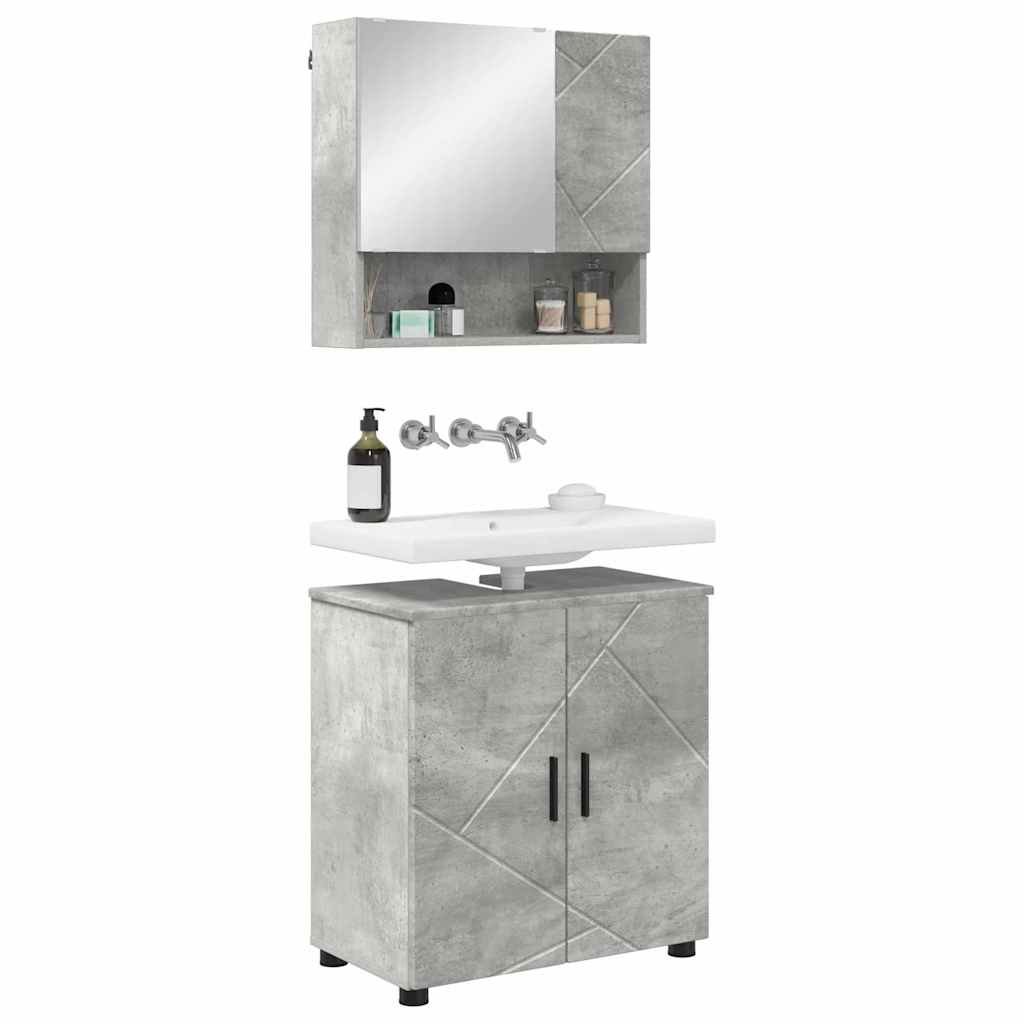 Set di mobili per il bagno 2 pcs Grigio cemento 61 x 35 x 64 cm 3392936