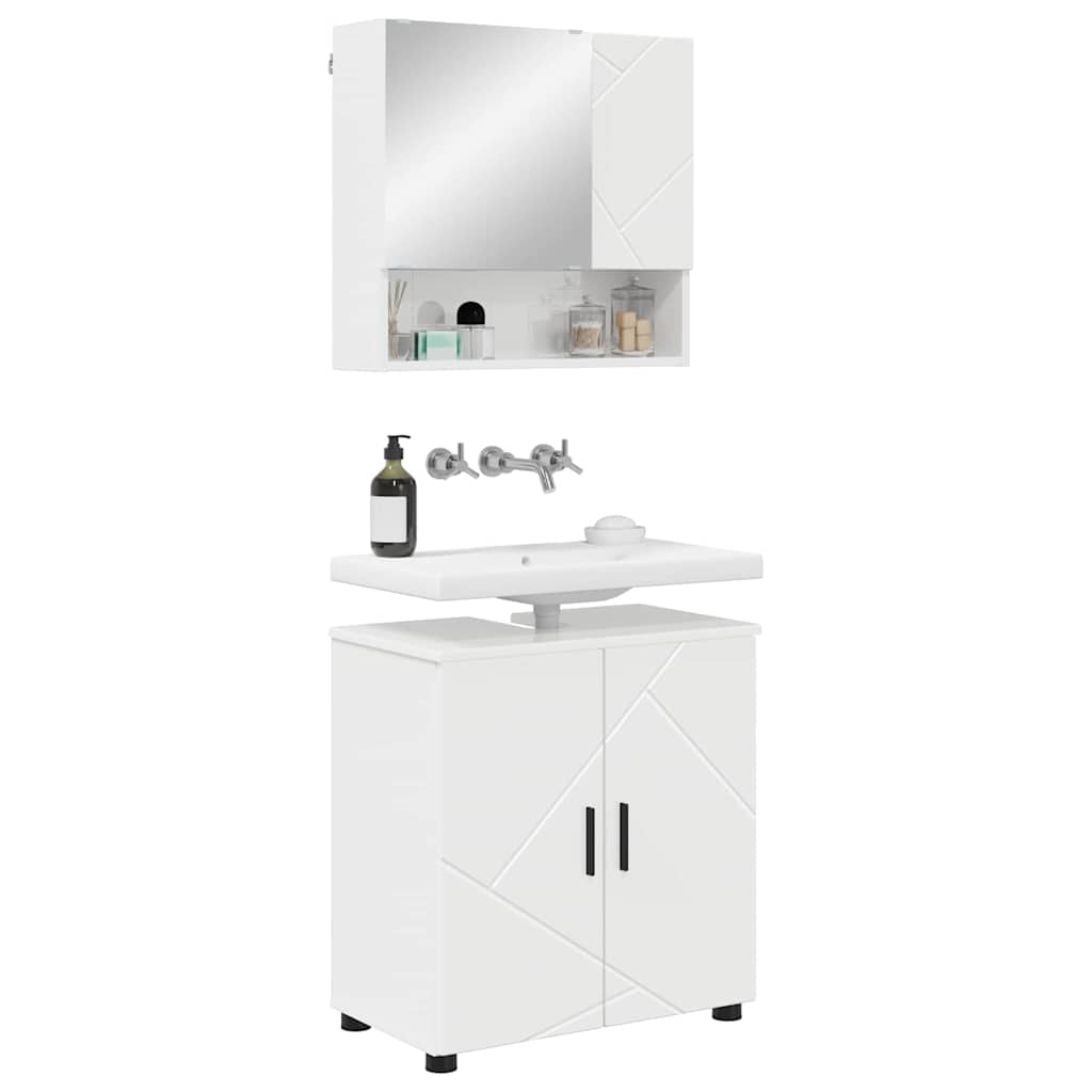 Set di mobili per il bagno 2 pcs Bianco lucido 61 x 35 x 64 cm 3392937