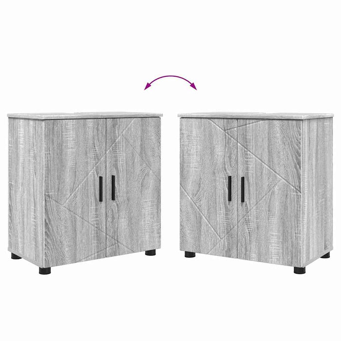 Set di mobili per il bagno 2 pcs Grigio sonoma 61 x 35 x 64 cm 3392939