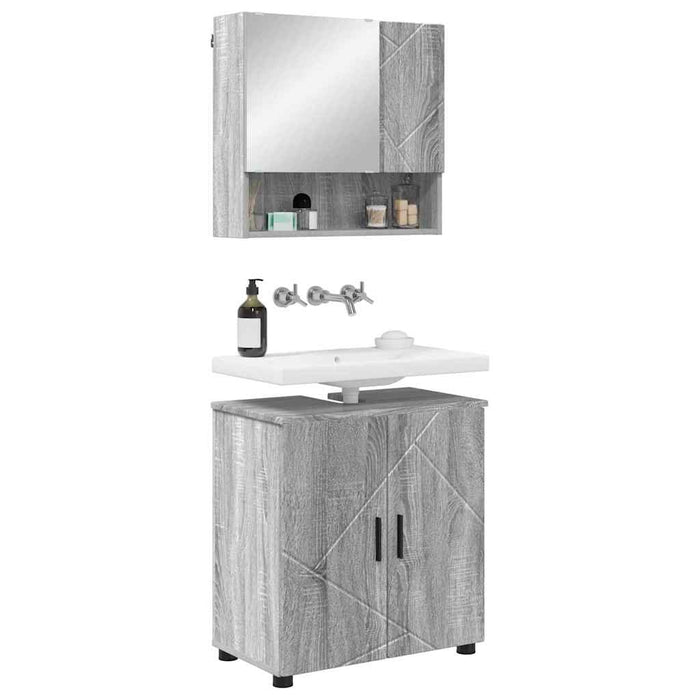 Set di mobili per il bagno 2 pcs Grigio sonoma 61 x 35 x 64 cm 3392939