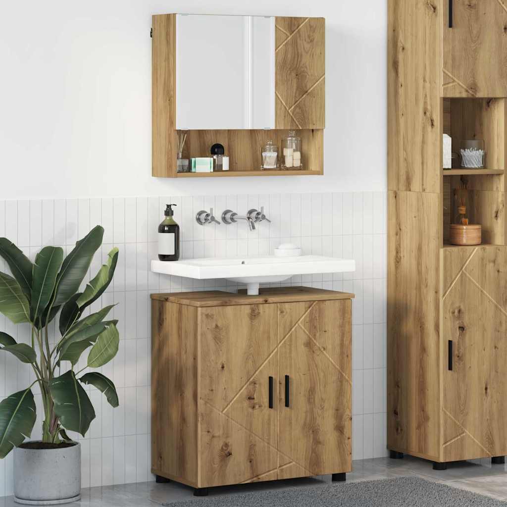 Set di mobili per il bagno con porta 2 pcs rovere artigianale 3392942