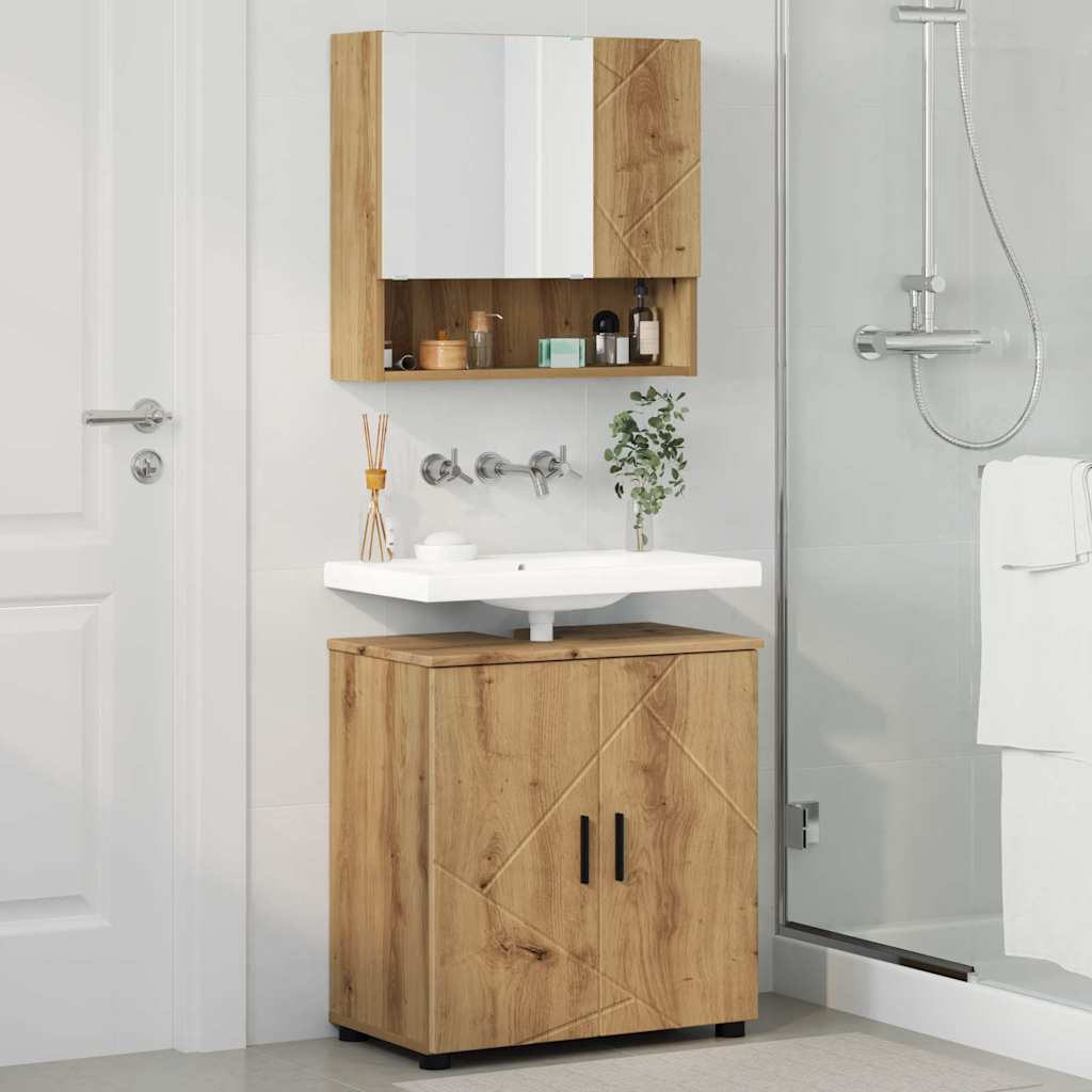 Set di mobili per il bagno con porta 2 pcs rovere artigianale 3392942