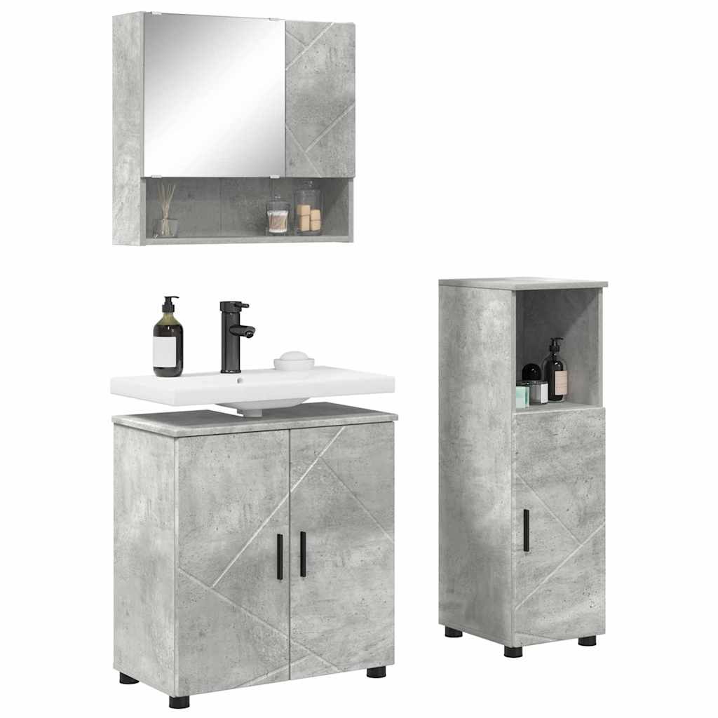 Set di mobili per il bagno 3 pcs Grigio cemento 61 x 35 x 64 cm 3392946