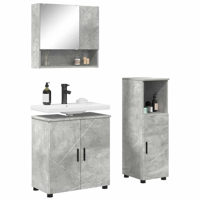 Set di mobili per il bagno 3 pcs Grigio cemento 61 x 35 x 64 cm 3392946